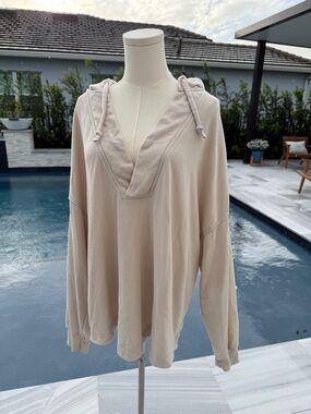 Old Navy XL Neutral Beige V-Neck Hoodie s26